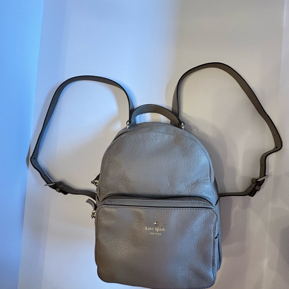 Kate Spade Gray Leather Backpack